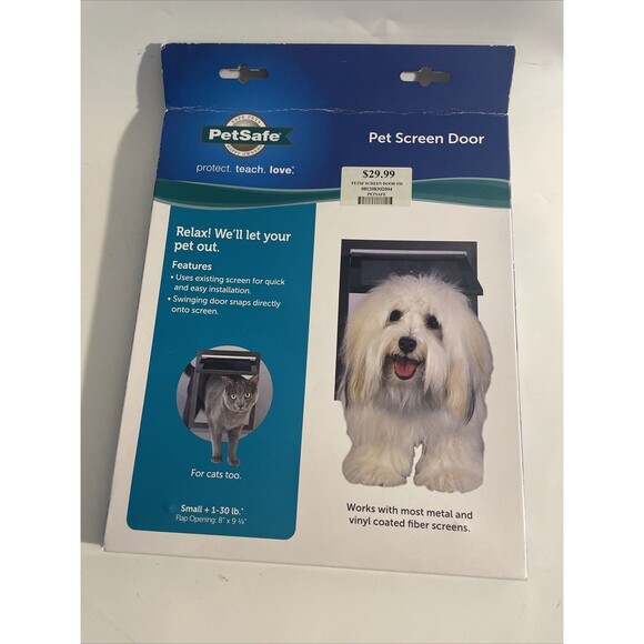 NEW PET SAFE Pet Door w/Screen For Small Medium Size animals to 30 lbs Dogs Cats - Picture 1 of 3